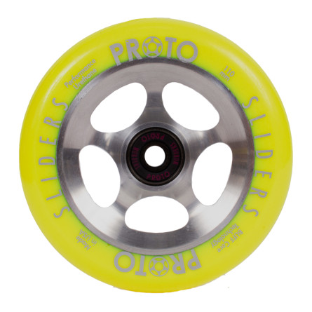 PROTO - StarBright Sliders 110mm Wheels - Neon Yellow on RAW