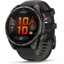 Garmin fēnix® 8 Pro – 51mm AMOLED Sapphire GPS Smartwatch, Carbon Gray DLC Titanium with Black/Pebble Gray Silicone Band (010-03199-00)