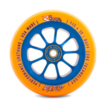 River Wheel Co - "Sunfire" Rapids 115 x 30mm Wheels (Orange on Blue)